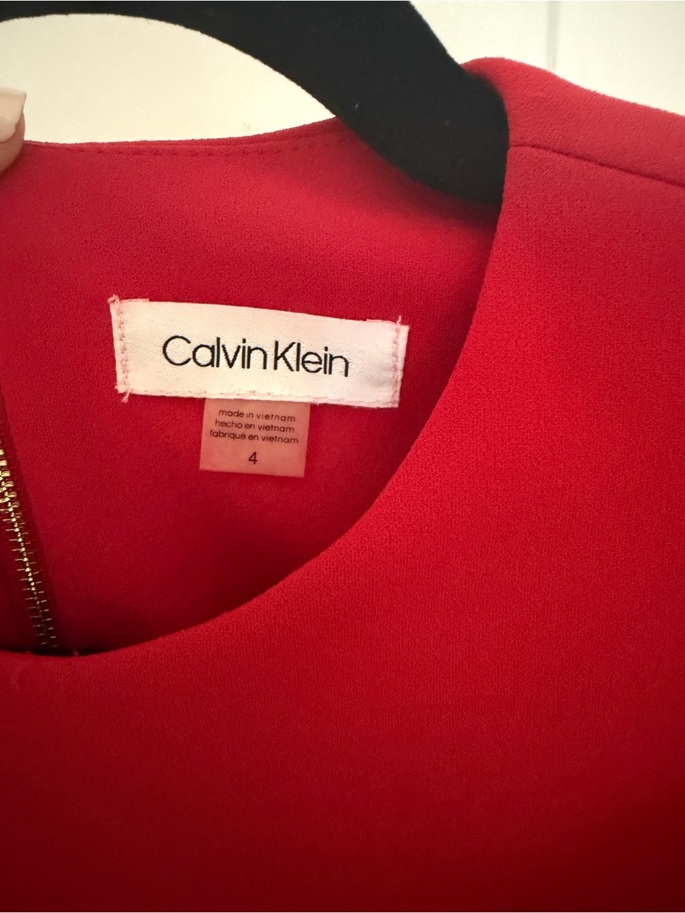 Calvin Klein Red Ruffle Shoulder Sheath Dress - Picture 4 of 4